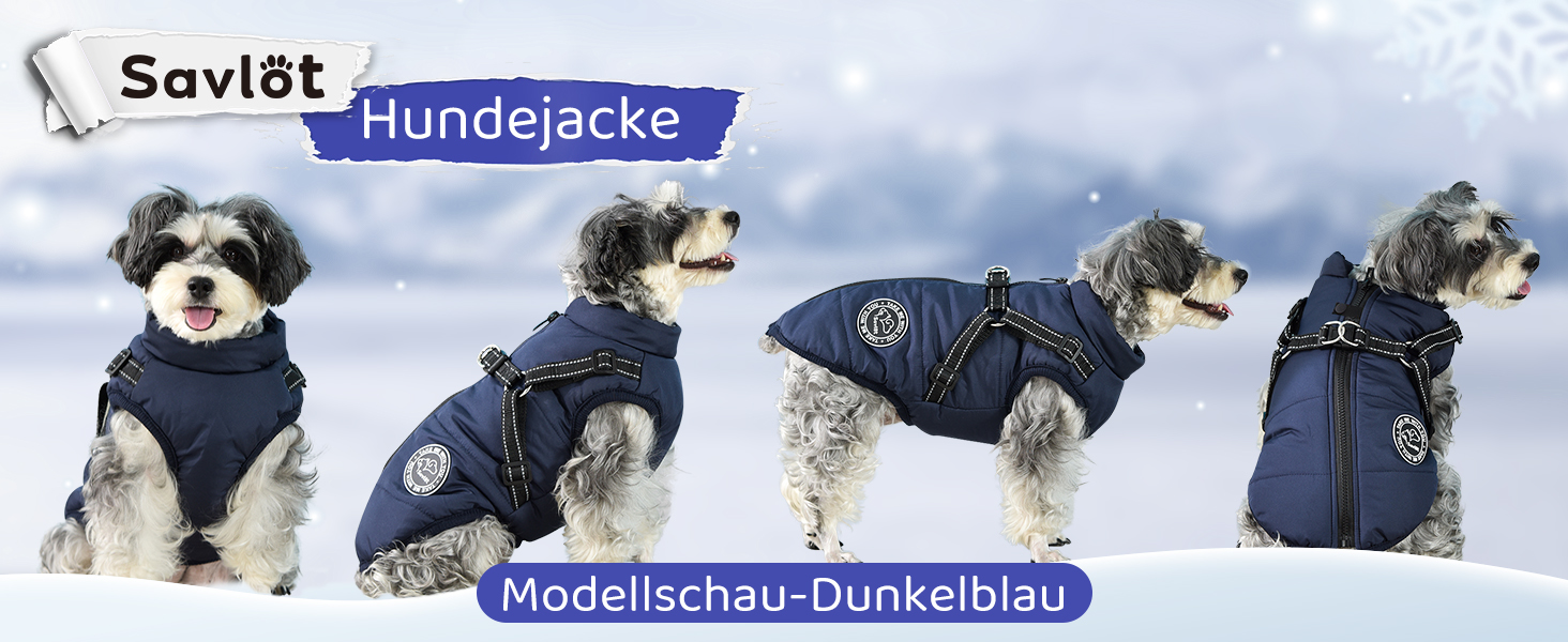 Зимова жилетка для собак - тепла жилетка для собак, курка для собак, одяг для домашніх тварин, для катання на лижах, без рукавів, з підкладкою, з нагрудником, темно-синій, розмір S