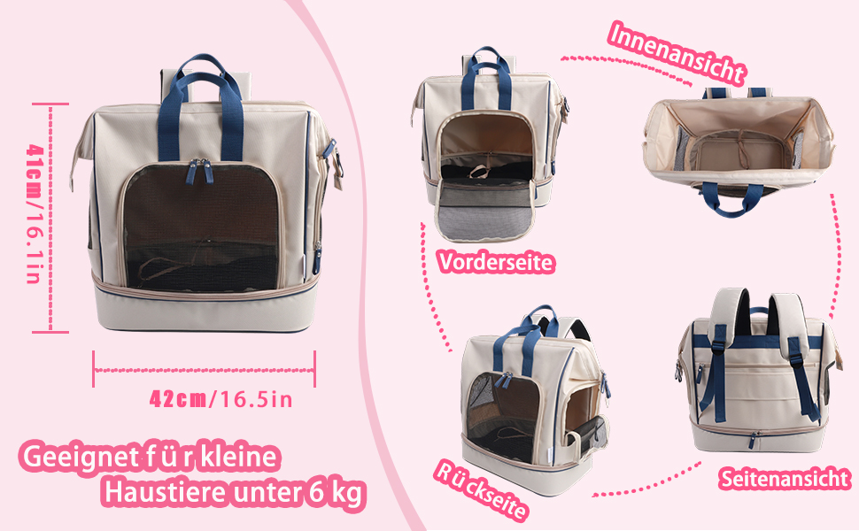 Розширювана переноска для котів – складана переноска для котів та маленьких собак до 6 кг, легка переноска-сумка для собак, дихаюча та компактна переноска, світло-сіра (біло-блакитна)