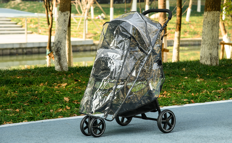 Візок для собак PawHut - переноска для тварин з дахом та кошиком, сірий, для маленьких та мініатюрних собак