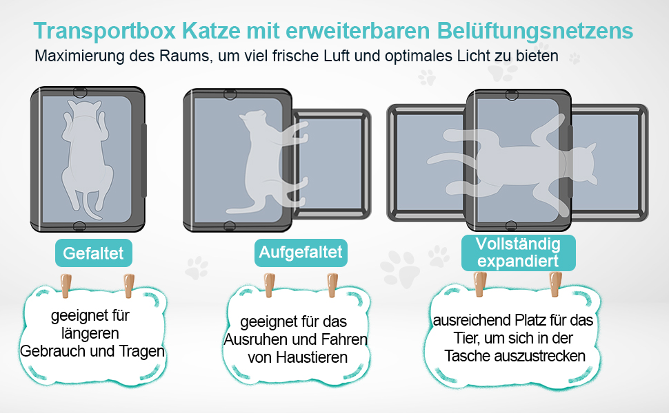 Транспортна переноска для котів Morpilot, велика, 45x33x36 см, розширювана, для 2 котів/собак/щенят, підходить для авіаперельотів, сіра