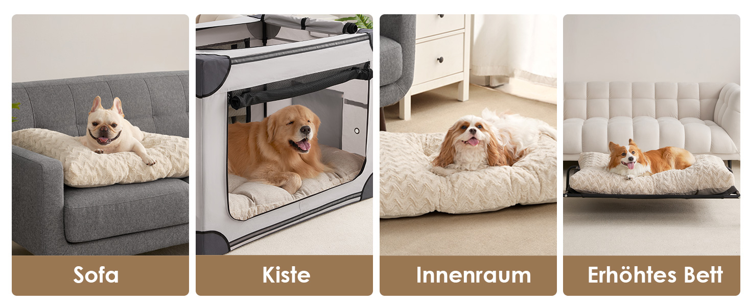 Килимок для собак великих порід, 104x68 см, XL, штучне хутро та льон, Бежевий