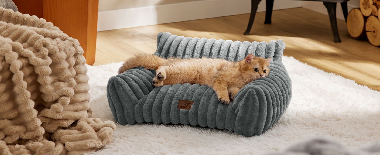 BEDSURE Ортопедичне ліжко для котів та собак великого розміру, 76x51x25 см, сіре, велике, миється, для маленьких собак та котів