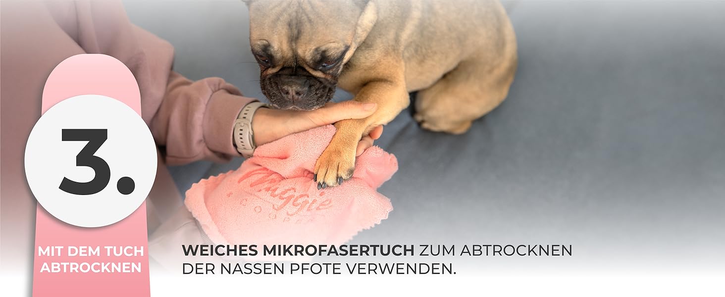 Очисник для лап тварин Maggie & Cooper (розмір S, колір: рожевий) | чисті лапки | з мікрофібровим рушником | 2 розміри | придатний для миття в посудомийній машині | м'які щітки