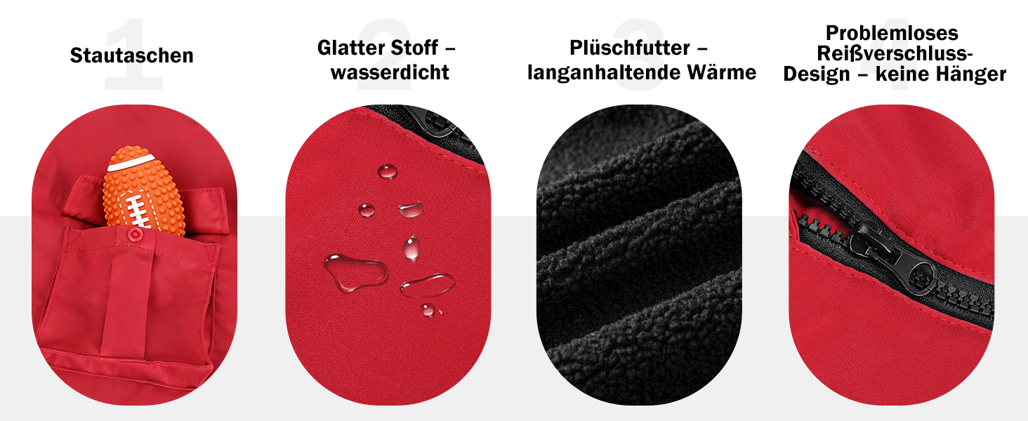 Зимовий теплий куртка для собак середнього розміру, червоний, бавовна, водонепроникний, з жилетом, світловідбиваючий