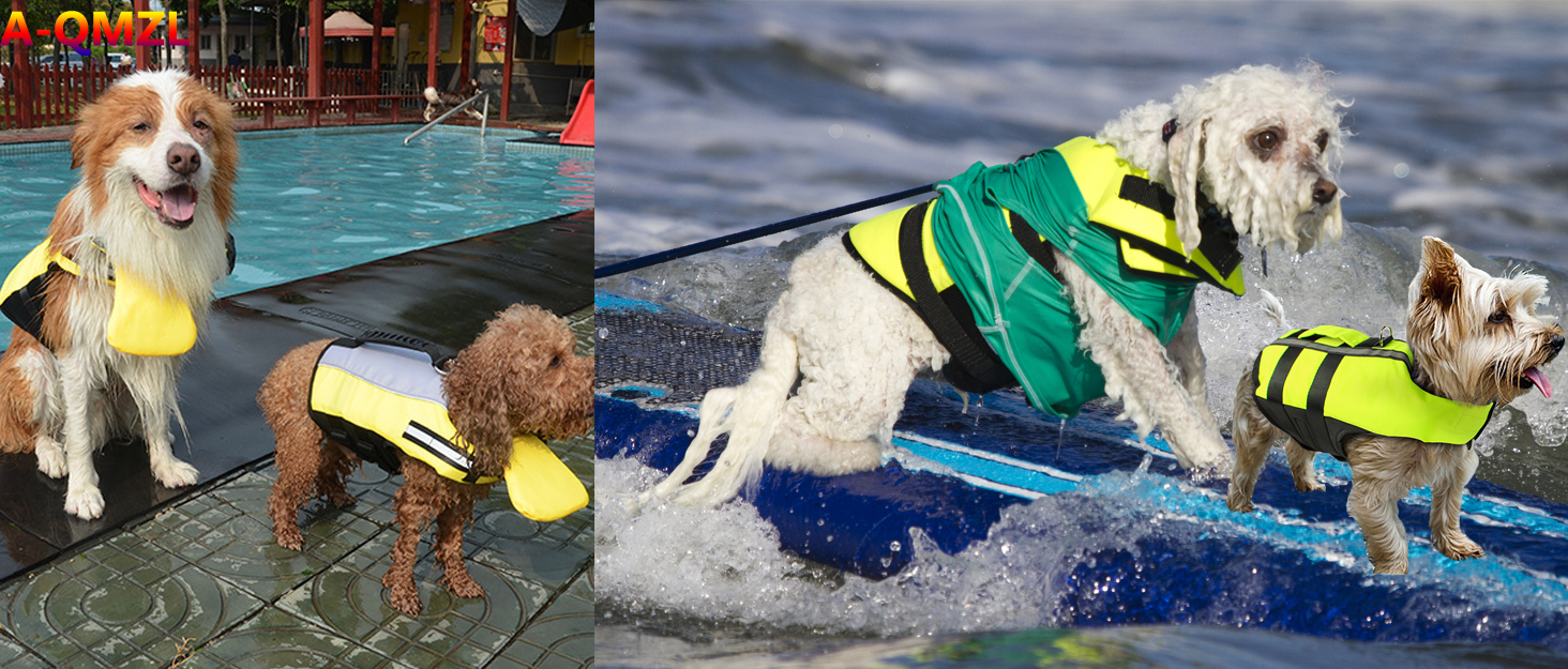 Жилет для плавання для собак, жовтий (L) з Airbag, ручкою та світловідбиваючими смугами