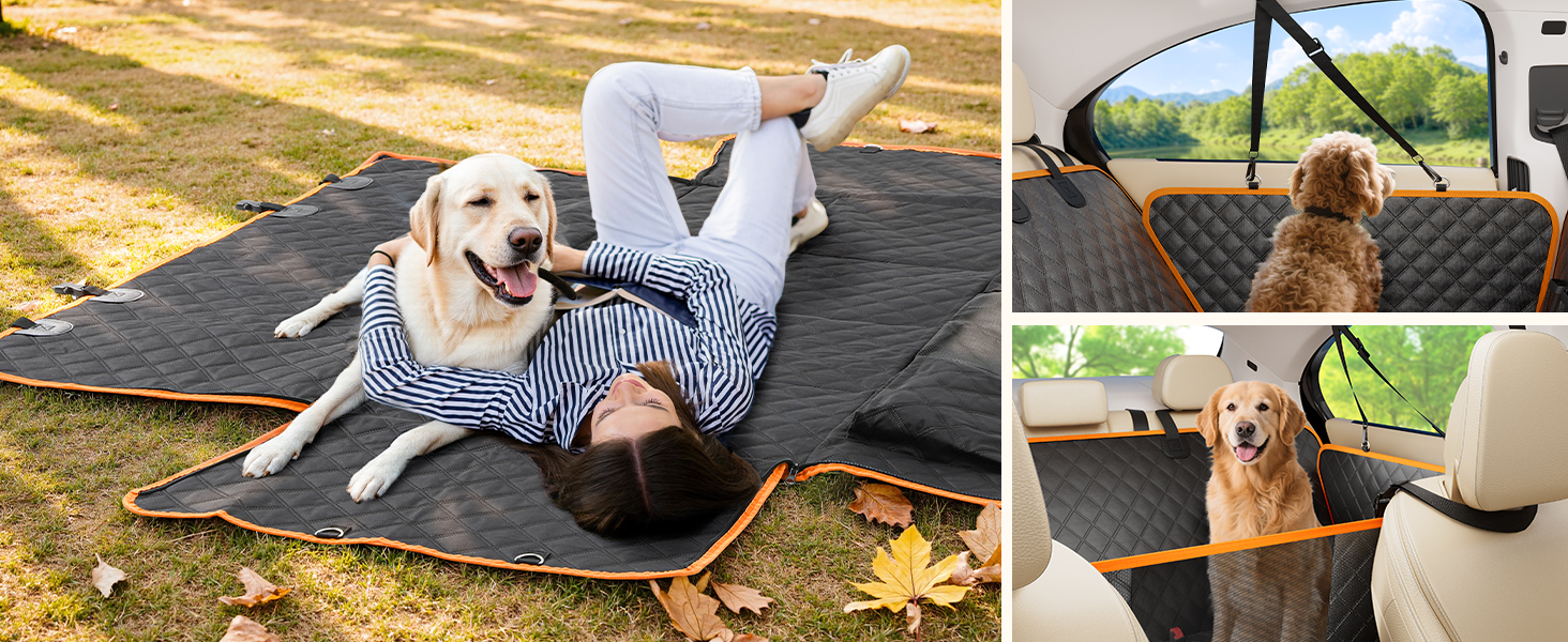 Накладка на сидіння автомобіля для собак Pecute, чорно-помаранчевий, до 150 кг, для подорожей