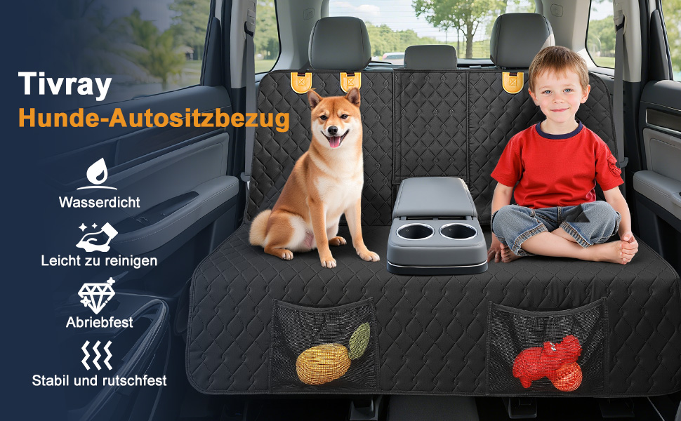 Захисний чохол на заднє сидіння автомобіля для собак, водовідштовхуючий, антиковзний, з 2 ременями безпеки, чорний
