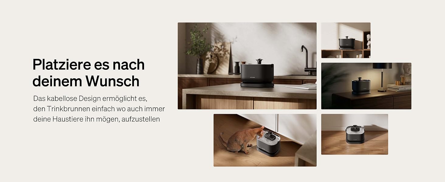 PETLIBRO фонтанчик для котів з акумулятором 5000mAh, бездротовий, тихий (23dB), BPA-free, з двома помпами, чорний