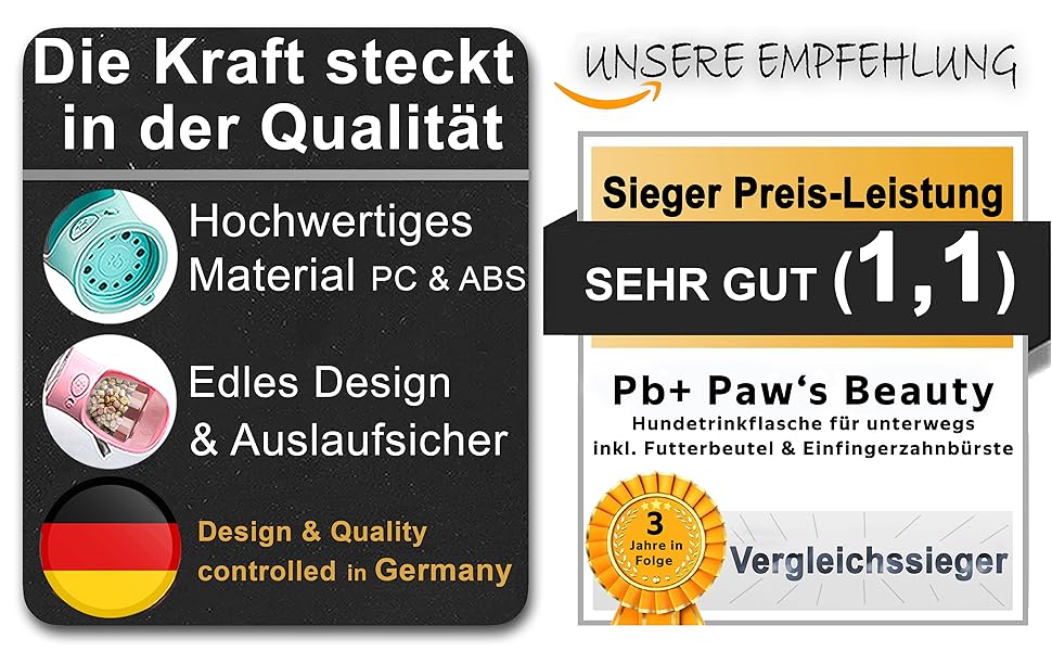 Набір з 2 шт. туристичних пляшок для собак з щіткою | Пляшка для собак 550 мл, вища якість, не протікає | Для подорожей