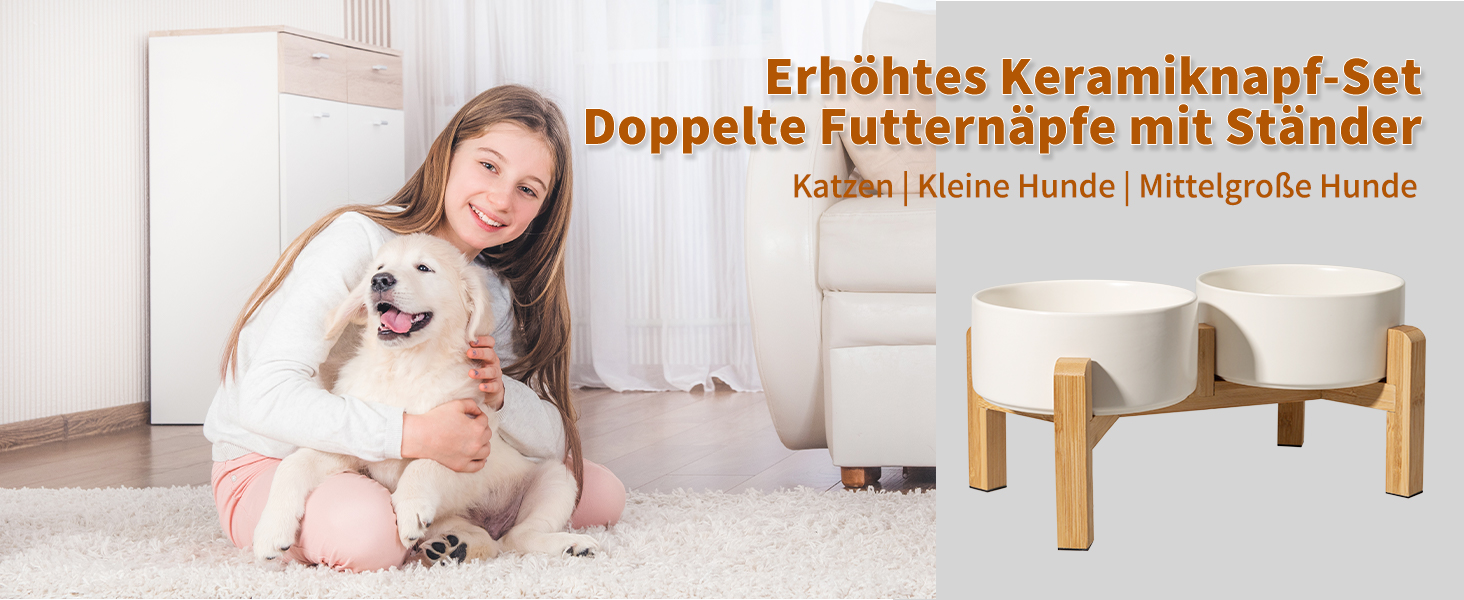 Набір мисок для собак, підняті миски, кераміка, протиковзкий стійкий, 2 шт., 850 мл, білий