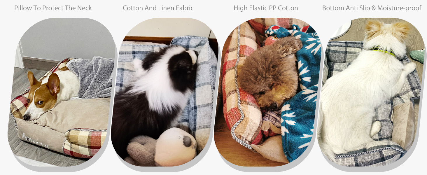 Ортопедичне ліжко для собак середніх та великих порід PETCUTE з знімним та миючим чохлом, антиковзаюче дно, м'яке диван-ліжко, сірий колір, з підголівником