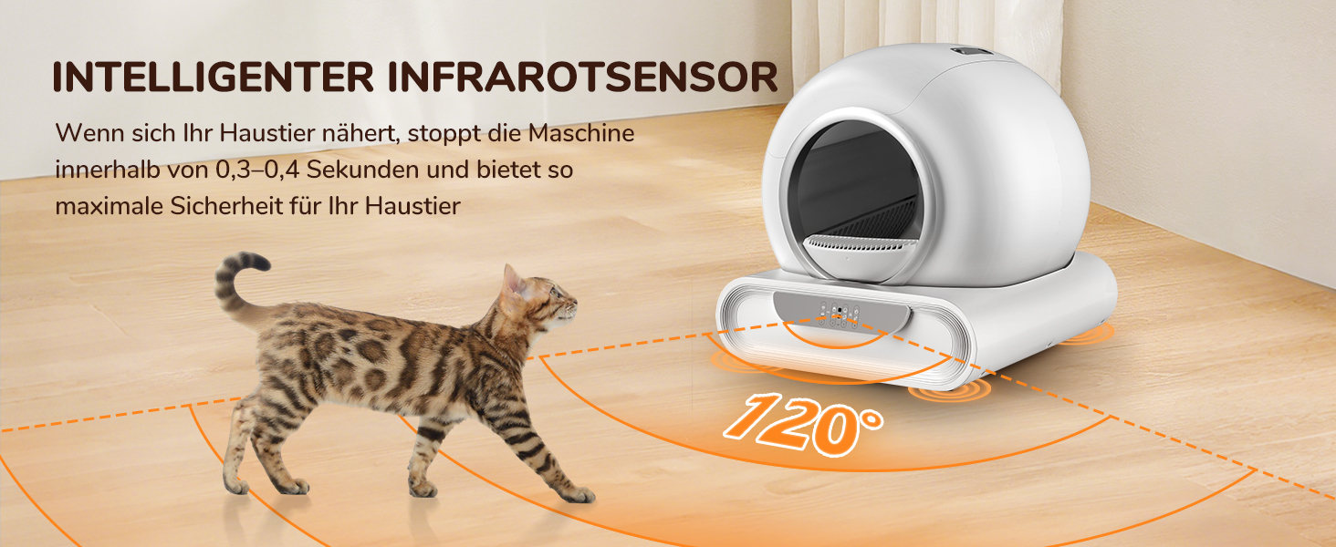 Автоматичний самоочисний лоток для котів з великим об'ємом 74 л, 4 датчиками, системою видалення запаху та керуванням через додаток