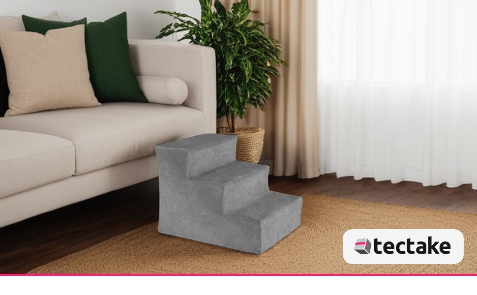 Сходинка для тварин tectake®: для собак та котів, зручний доступ до софи, ліжка, авто (сірий, 37 x 45 x 34,5 см, 3)