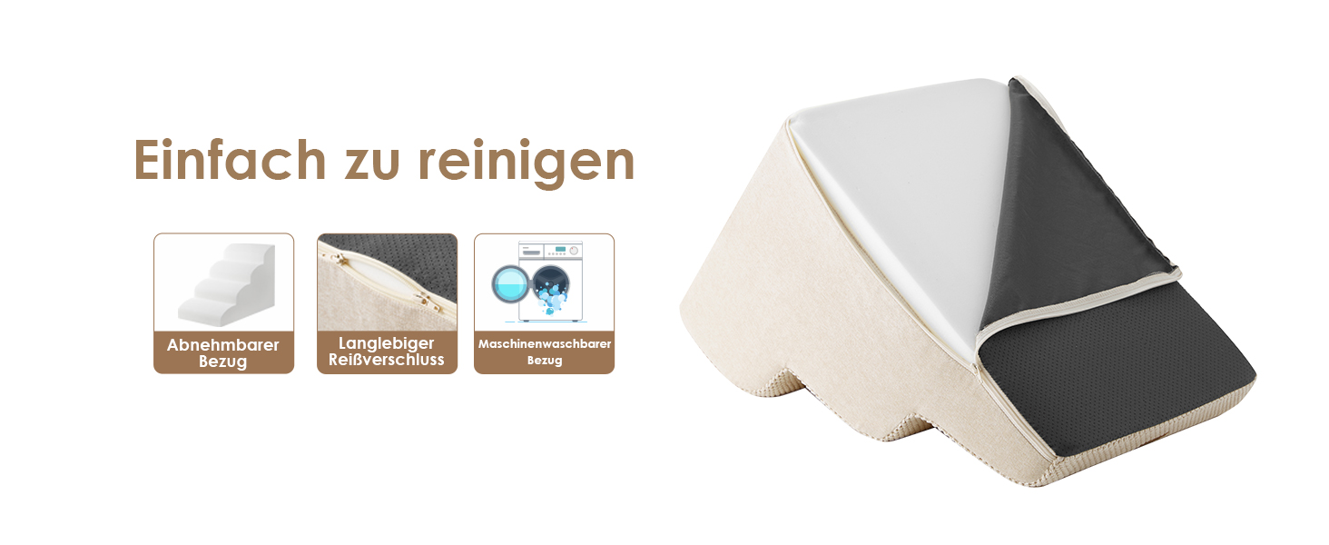 Сходинки для собак EHEYCIGA: компактні та зручні для маленьких собак, 40 см заввишки, 3 сходинки, з миючим покриттям та антиковзким покриттям, бежевий колір (40 x 57 x 40 см)