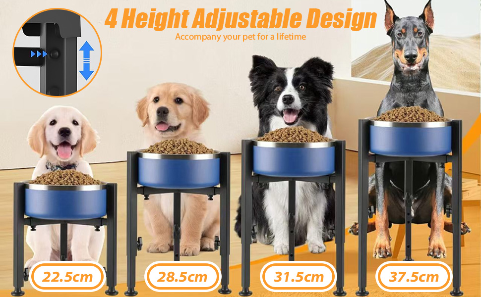 Підвищений годівниця для собак з регульованою висотою та шириною, металева миска для води/корму, підставка для собак великих, середніх та маленьких порід (миска не входить до комплекту)