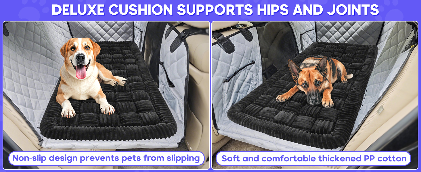 Килимок для собак у машину Loiion, захист заднього сидіння, чорний, 127x62.5 см