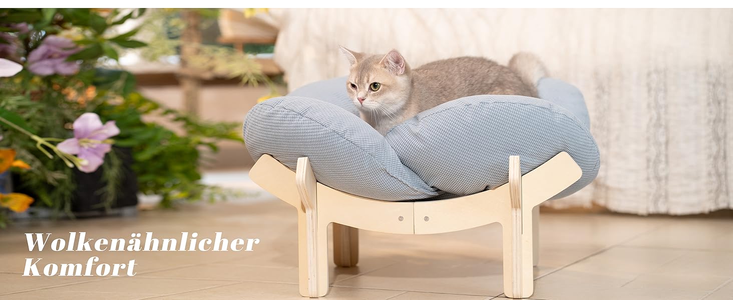 Кігтечка для котів CheerPals: зручне ліжко-стілець з м'яким подушками, 55х55 см, білий (світло-блакитний)