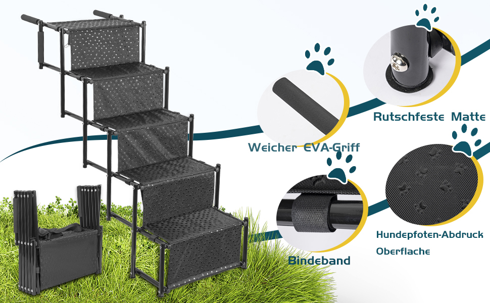 Сходинка для собак OUUTMEE 4-ступінчаста, складана, для автомобілів та SUV, до 80 кг