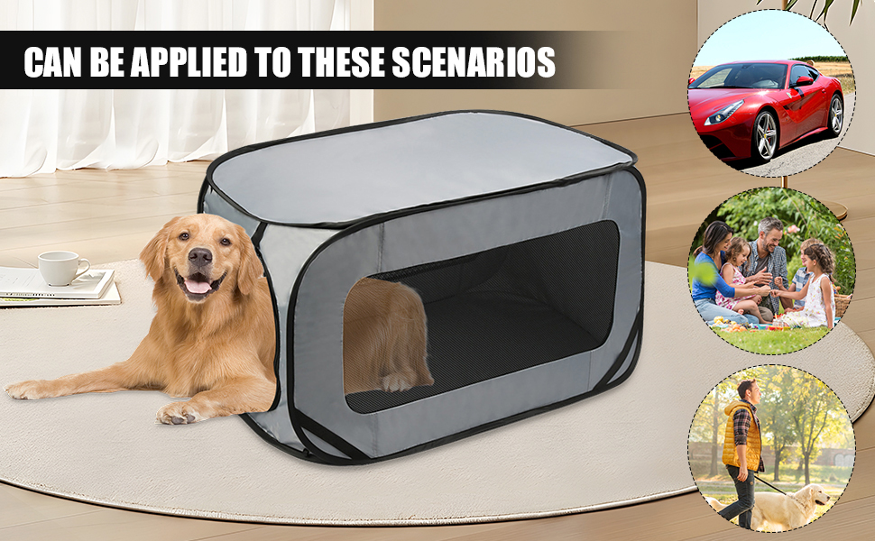 Транспортна переноска для собак та котів, складана, Pop-Up, 94x53x53 см, сіра