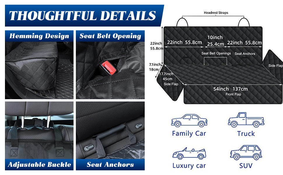 Чохол на заднє сидіння авто для собак, захист від бруду та вологи, універсальний, для дітей та тварин