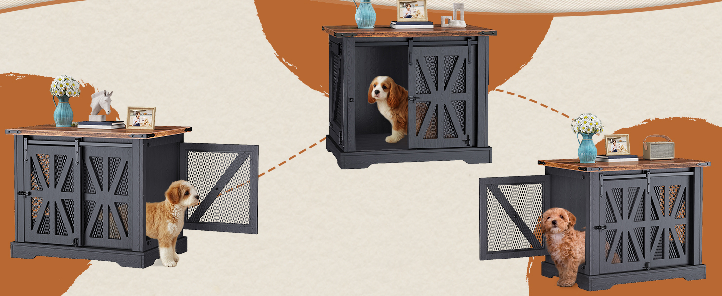 Клітка для собак, 73 см, дерев'яна будка для собак, чорна, міцна конструкція, захист від укусів, розмір 73x51x60 см