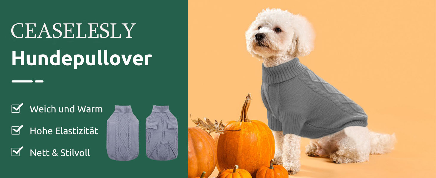 Пуловер для собак, теплий зимовий одяг з коміром-горловиною, м'який в'язаний пуловер для маленьких, середніх та великих собак (Сріблясто-сірий M)