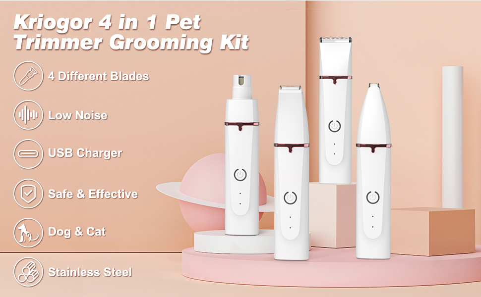 Машинка для стрижки собак Leise, 4 в 1: стрижка тіла, обличчя, вух, подушечок лап. Ідеальна для собак та котів.