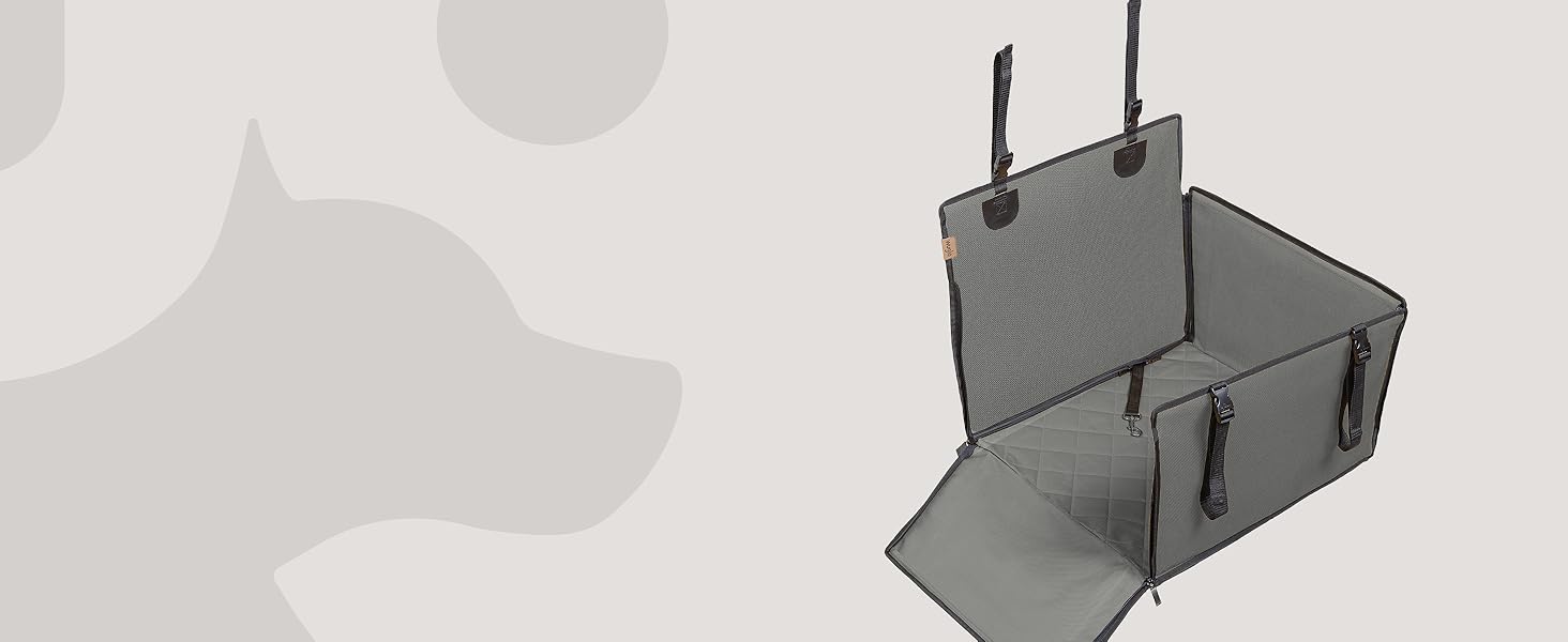 Автокрісло для собак WUGLO Extra Stabiler - надійне автокрісло для собак маленьких та середніх порід, сіре, водонепроникне