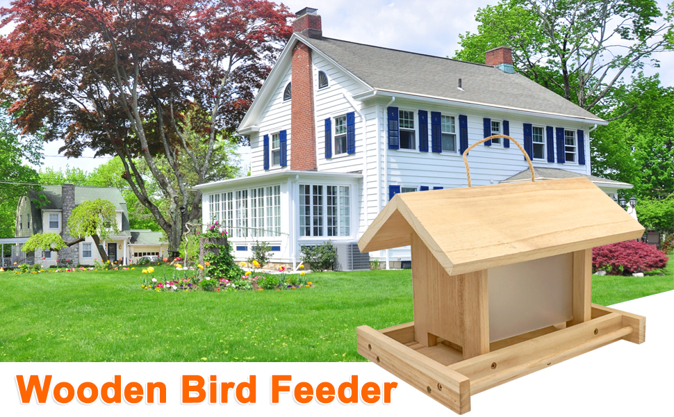 Дерев'яний будиночок для птахів Zeqeey на підвісці: велика місткість, годівниця для диких птахів, Finken, Rotkehlchen, Sparrows