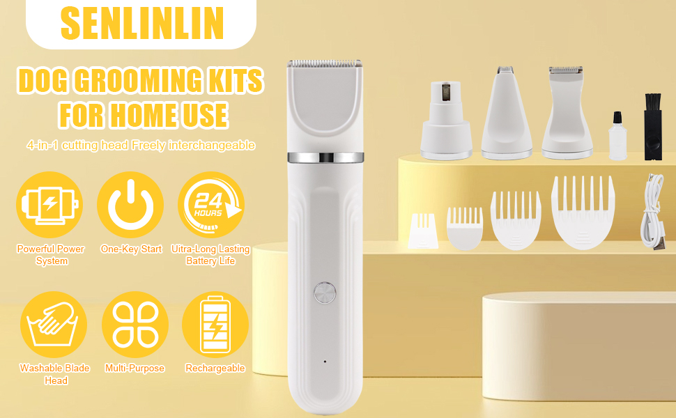 Набір для догляду за тваринами 4-в-1: машинка для стрижки собак та котів, триммер для лап, точилка для кігтів, машинка для стрижки шерсті | USB-C | для тіла, лап, очей, вух