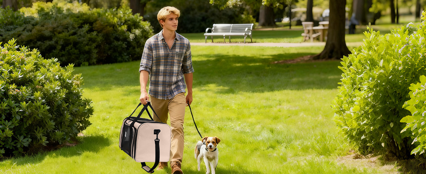 Транспортна сумка для котів та маленьких собак – складана, добре провітрювана переноска. Сумка для котів з водонепроникним вкладишем для безпечного транспортування до ветеринара, у подорожах та в автомобілі (Коричнева)