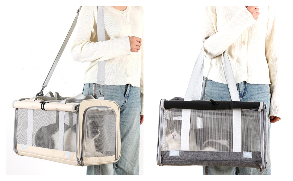 Транспортна сумка для котів та собак до 8 кг, сірого кольору. Зручна, дихаюча, з ремінєм через плече та надійними застібками. Ідеально для подорожей, ветеринара, авто та літака.