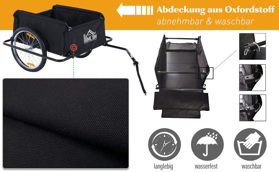 Причіп для велосипеда HOMCOM - вантажний причіп для дітей, чорний