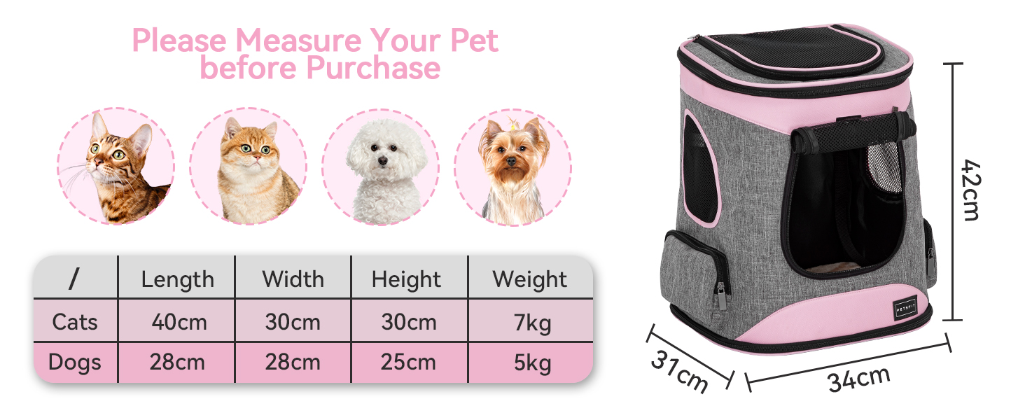 Рюкзак для кота та собаки Petsfit - зручний та дихаючий, до 5 кг, з сіткою та регульованим ременем, зелений (сірий & рожевий)