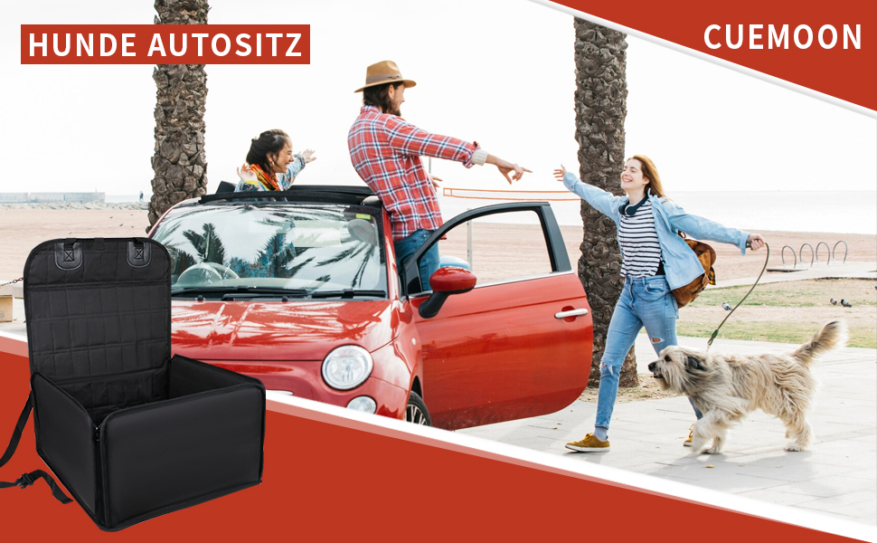 Автомобільний аксесуар для собак CUEMOON: стійкий кріплення на заднє сидіння для малих та середніх собак, чорного кольору