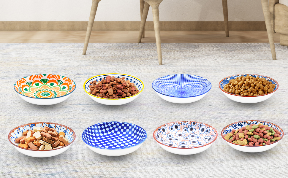 Набори керамічних мисок для котів FOSTBEEN (8 шт.), для корму та води, без втоми вусів, підходять для кошенят