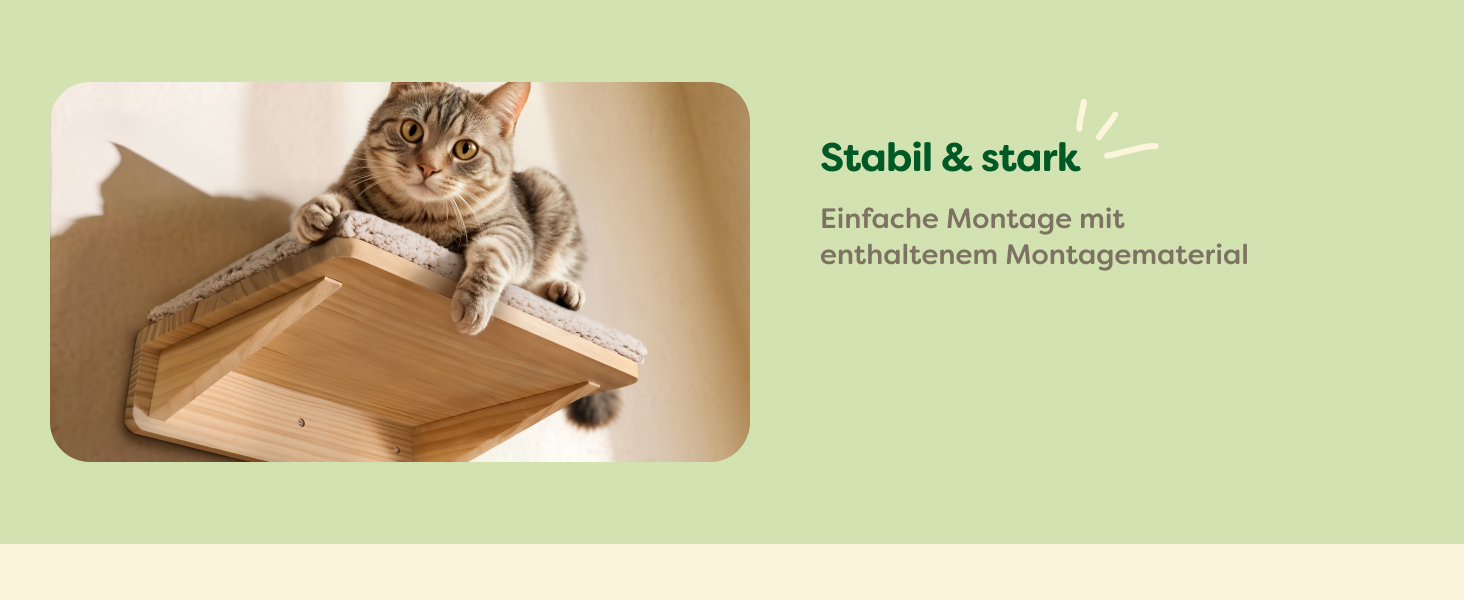 Комплект для котячого комплексу Knupis: Кліматична стіна з ліжком та 2 сходинками – Масивна деревина FSC® з сосни, стійка платформа до 30 кг – Для ігор та відпочинку - Бежевий