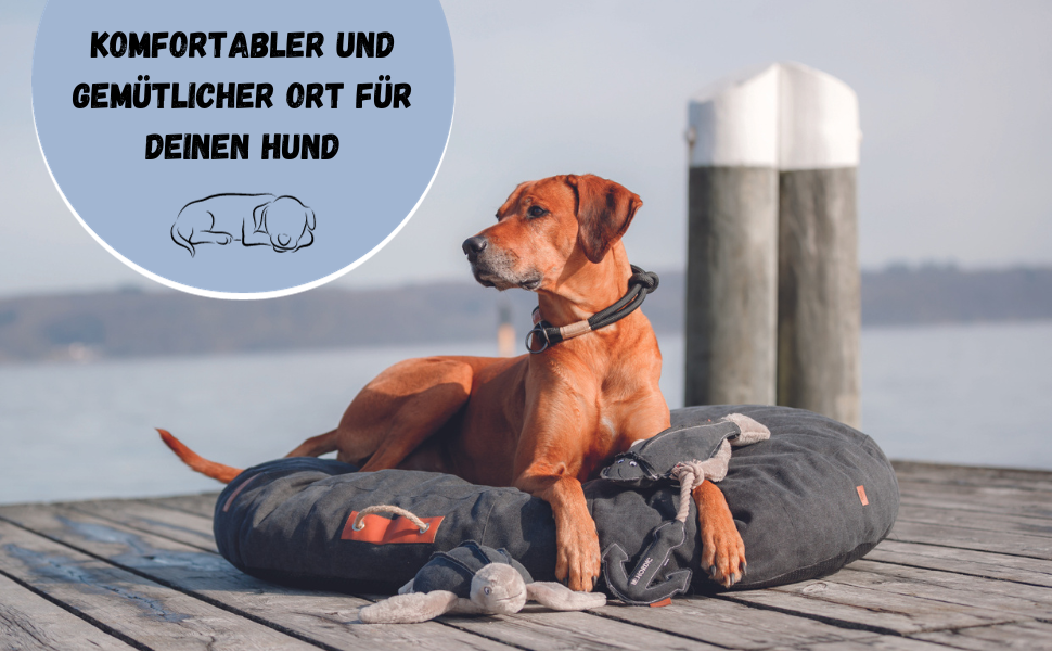 Килимок для собак TRIXIE Nordic Föhr, 120x90 см, темно-сірий – м'яке ліжко з бортиком для великих собак, з ручкою, можна прати, 37462