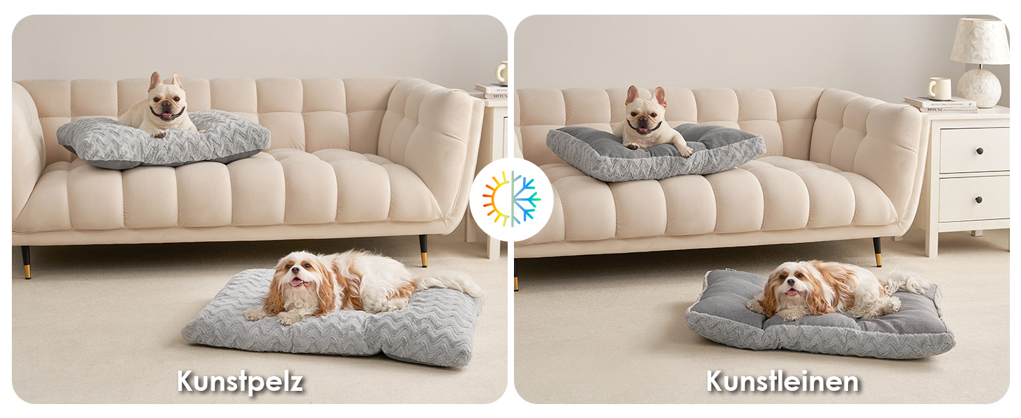 Килимок для собак великих порід, 104x68 см, XL, з штучним хутром та льоном, сірий, 104 x 68 x 10 см