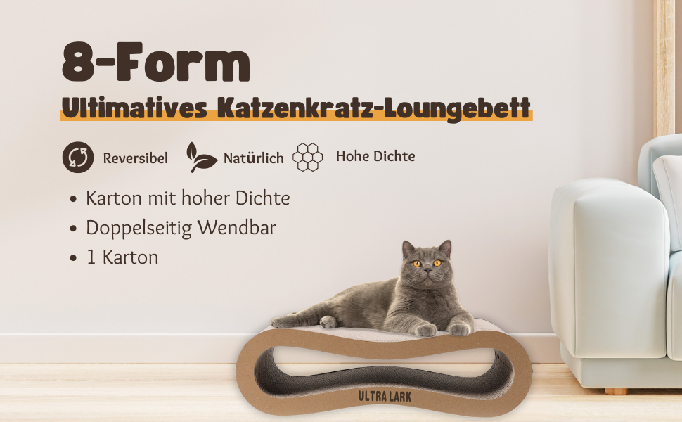 Кігтеточка ULTRALARK з ліжком та зоною відпочинку, двостороння, коричнева