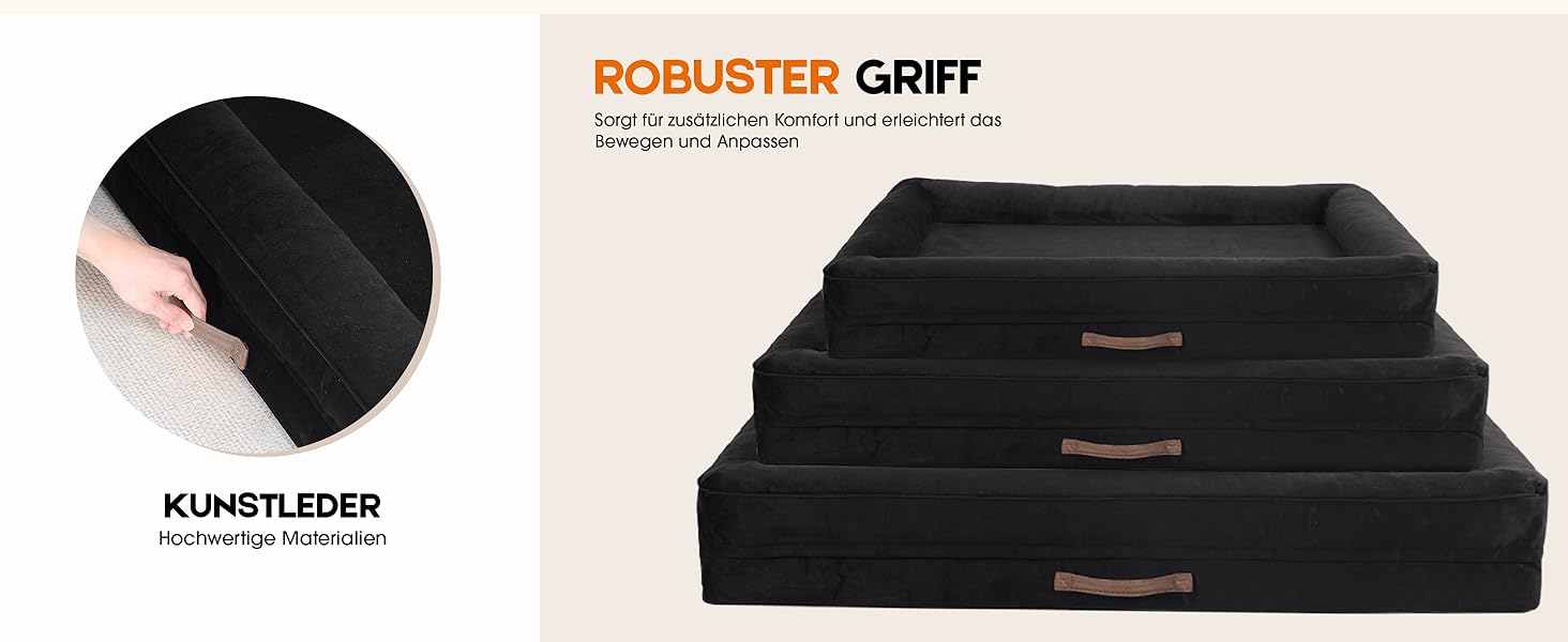 Ортопедичне ліжко для собак XL, корзина для собак, що стирається, з яєцеподібною піною, водонепроникний диван для собак з неслизьким дном та чотиристоронньою подушкою (Чорний, 117x76x19cm)