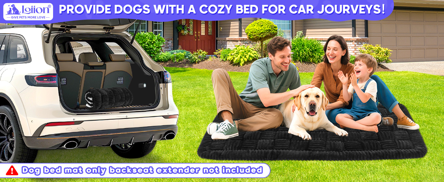 Килимок для собак у машину Loiion, захист заднього сидіння, чорний, 127x62.5 см