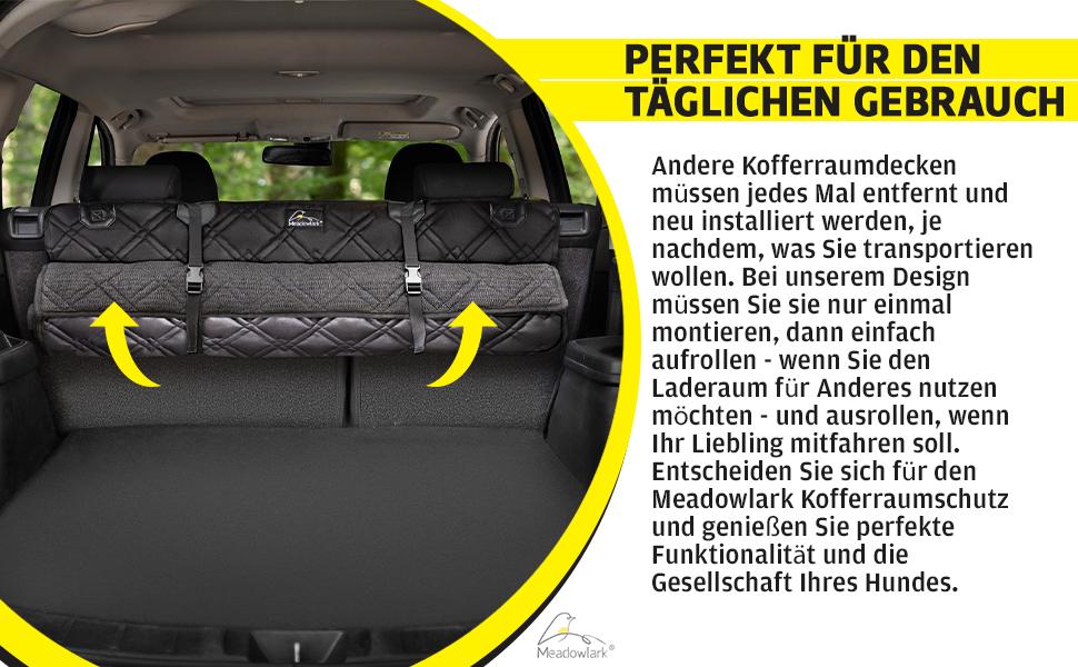 Захист для багажника автомобіля для собак Meadowlark, важкий, водовідштовхувальний, з боковим захистом, чорний. Захищає багажник та бампер від подряпин, шерсті та бруду. Стандартний розмір.