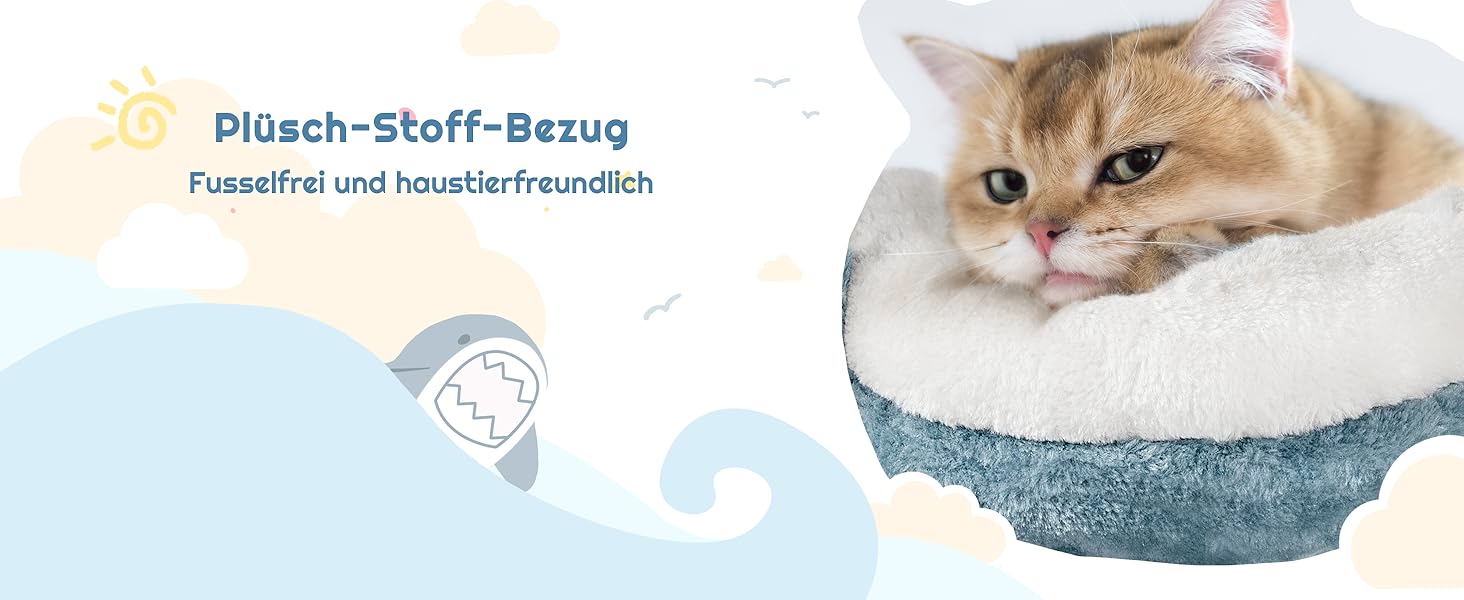 Котячий комплекс Yaheetech Meer Kratzbaum, великий, сучасний дизайн 'Океан', з гамаком та мотузкою з сизалю, 115 см, блакитно-білий