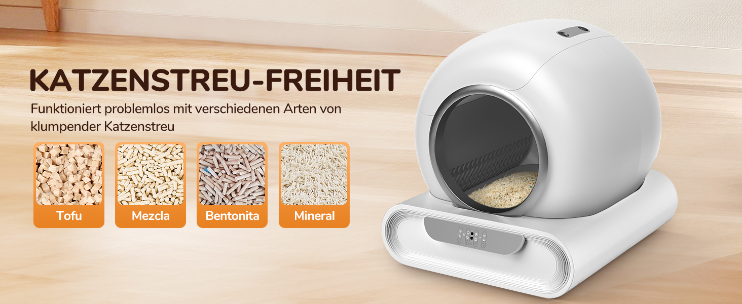 Автоматичний лоток для котів Katzenklo XXL з самоочищенням, керуванням через додаток, датчиком безпеки та усуненням запаху. Великий об'єм для кількох котів.