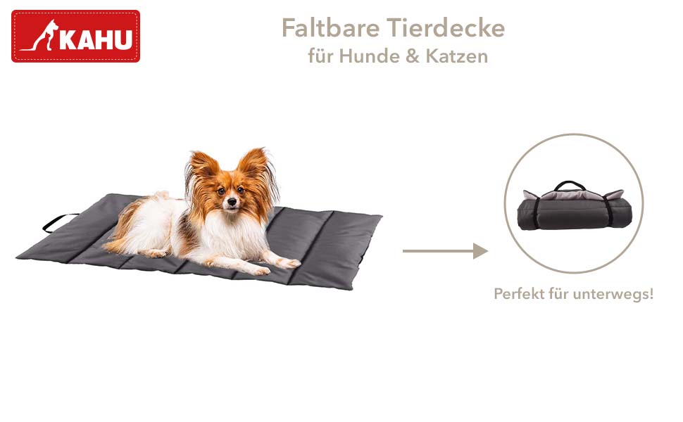 Кілим для собак KahU: Зручний килим для подорожей та дому • 70 x 100 см • Сірий/Верблюжий • Легкий, з можливістю прання