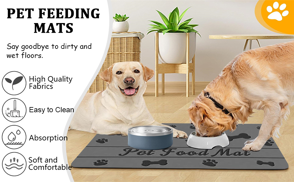 Килимок для годівлі котів та собак: супер вбираючий, неслизький, 30x50 см (Сірий)