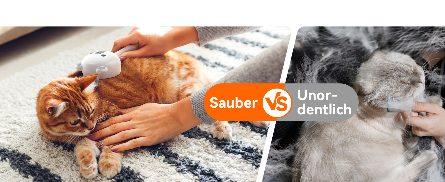 Щітка для котів FEELNEEDY з парою, електрична щітка для котів з кнопкою випуску води, резервуар для води, для котів з довгою та короткою шерстю та собак, USB-зарядка, двошвидкісна функція розпилення (біла)