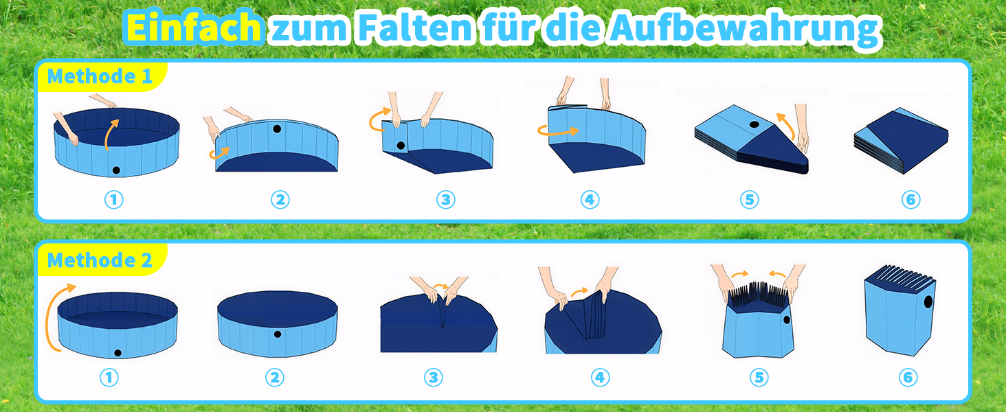 Басейн для собак Pourbibi, 80x20 см, складаний, з ПВХ, антиковзаюча поверхня