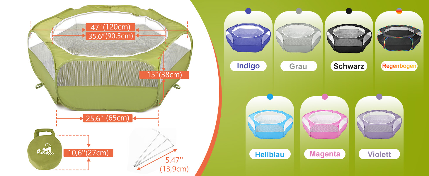 Pawaboo: вольєр для дрібних тварин, складаний, водовідштовхувальний. Підходить для кроликів, курей, кошенят, цуценят, хом'яків. З сіткою, блискавкою та нейлоновим дном – Indigo